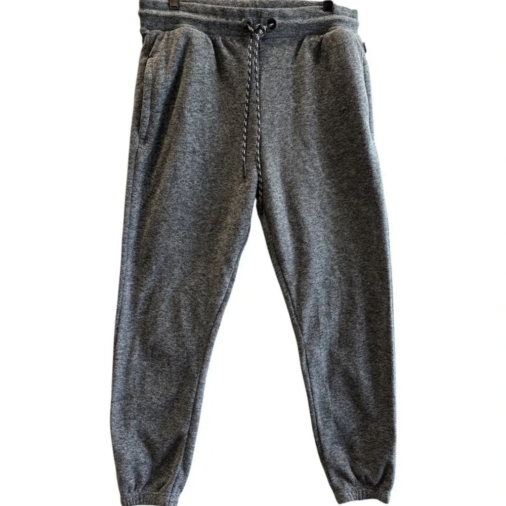 Eddie Bauer Fleece Joggers Mens M Gray Elastic Drawstring Sweatpants D3159589
